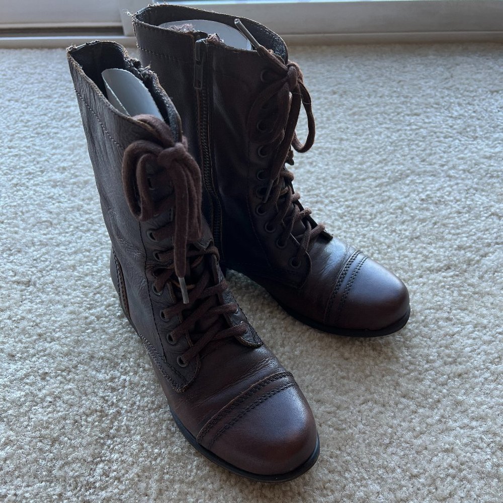 Steve Madden Troopa Leather Boots - Color Cognac - Size 6